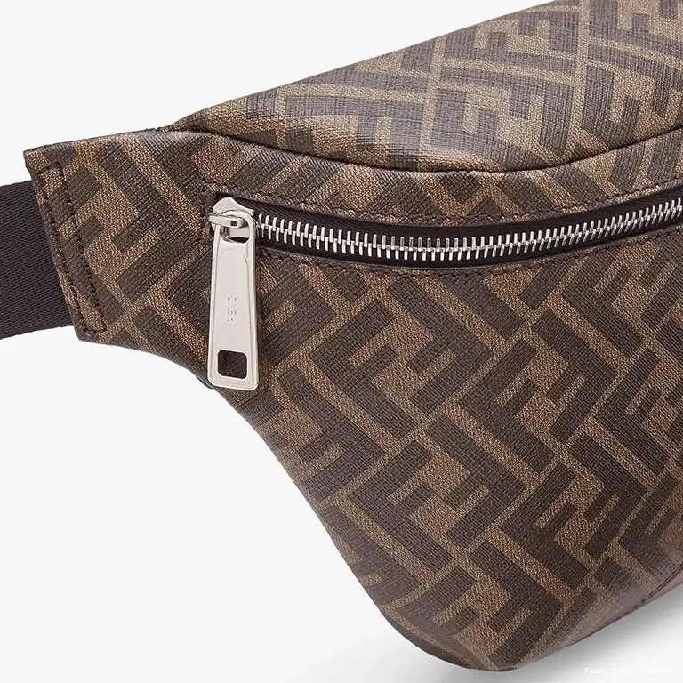 Cheap HOT Coffee Brown Bag Fendi Motif In Fabric Belt FF 0521